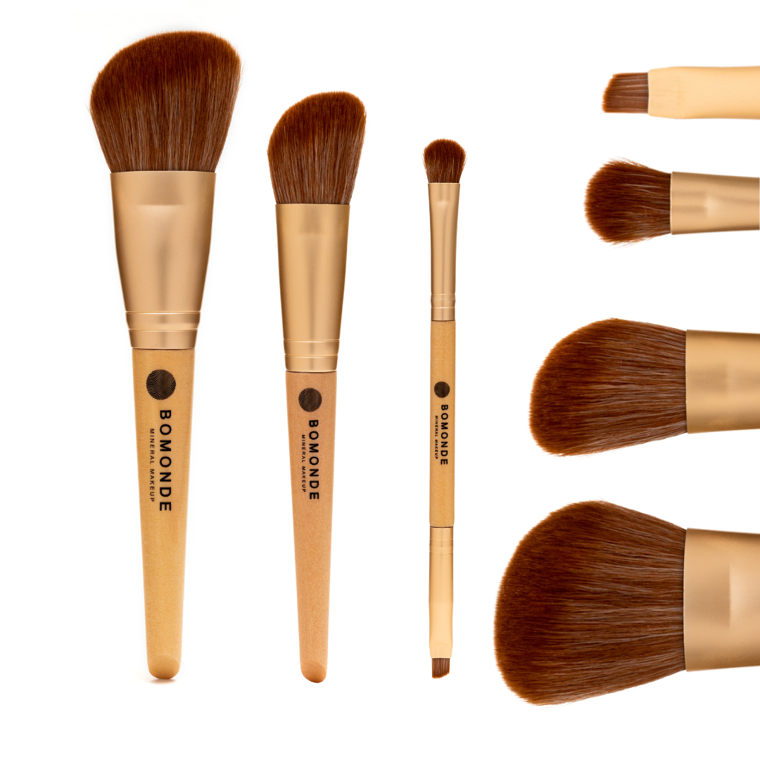 3-Piece Vegan Brush Set | Contour & Eyes Essentials in Eco Hessian Bag-0